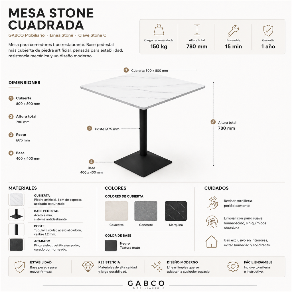 Mesa Stone Cuadrada