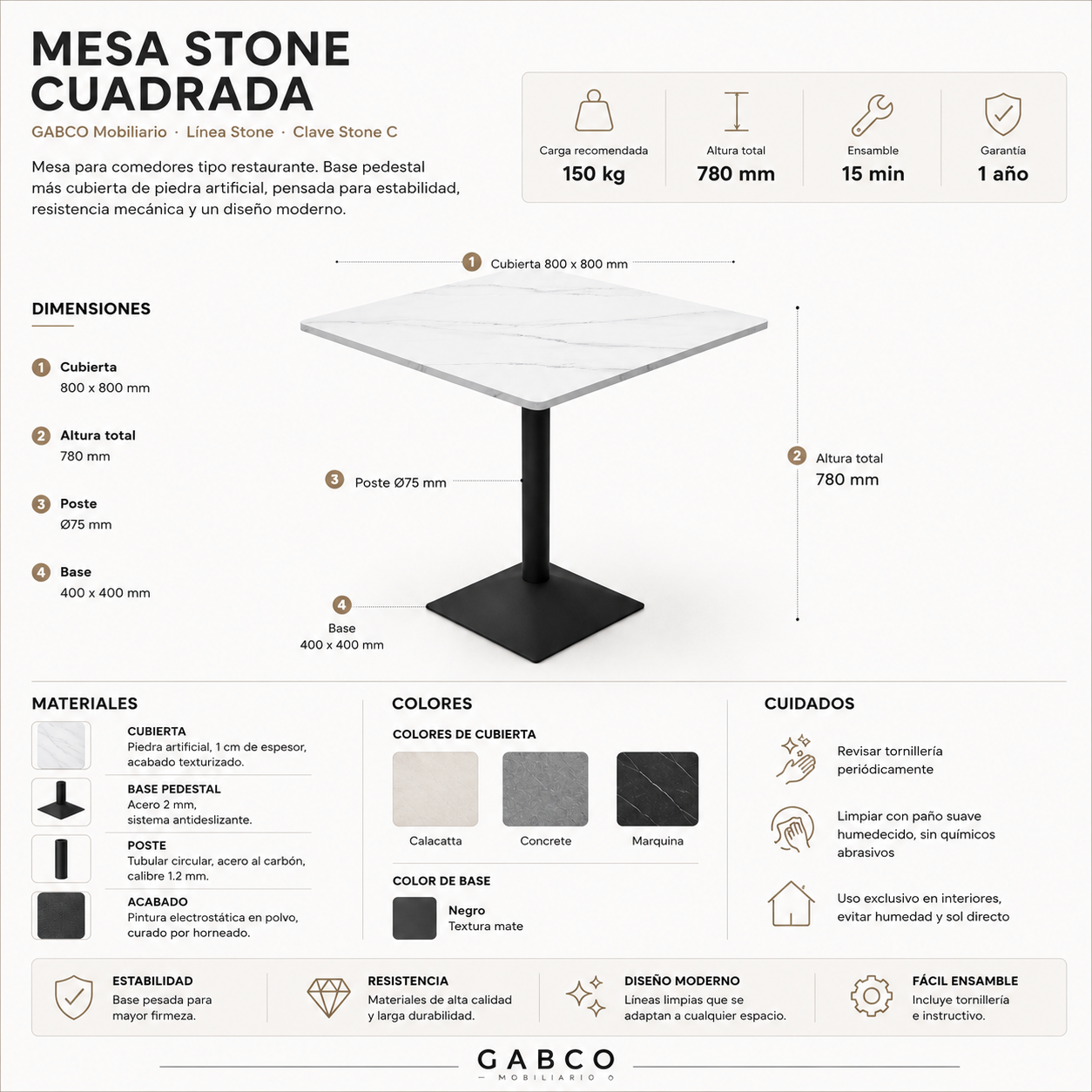 Mesa Stone Cuadrada
