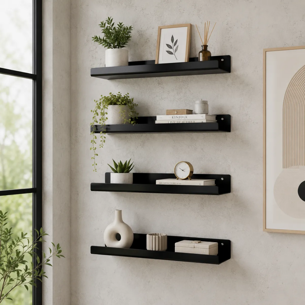 Repisas Acero Flotante Minimalista Industrial 70cm Lámina