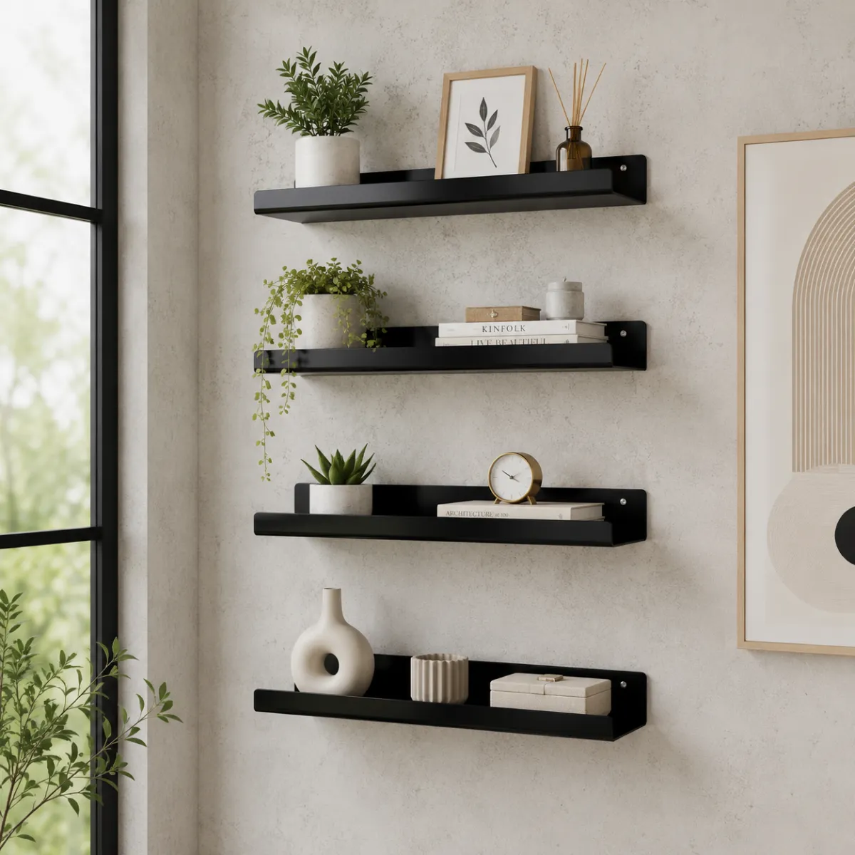 Repisas Acero Flotante Minimalista Industrial 70cm Lámina