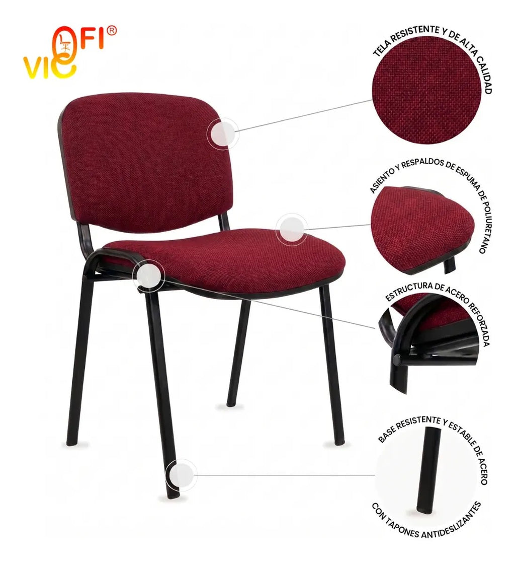 Set De 4 Sillas De Visita Tapizadas Acojinadas Resistentes