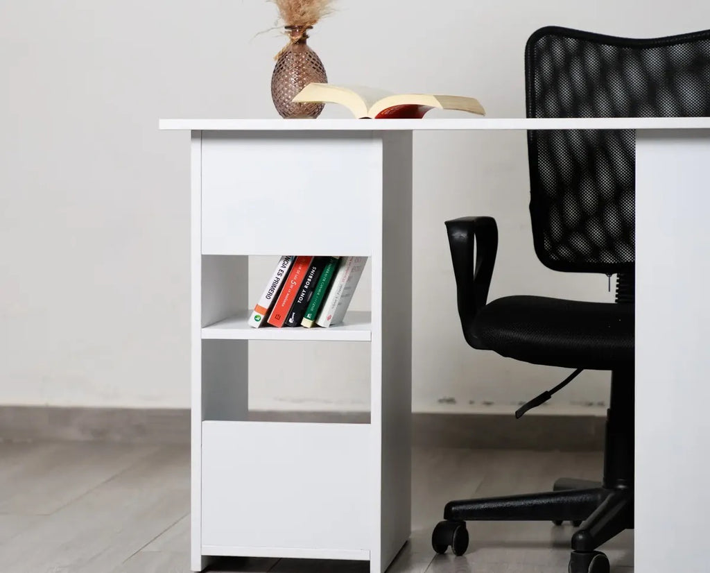 Escritorio Blanco Recto 2 Repisas Blanco
