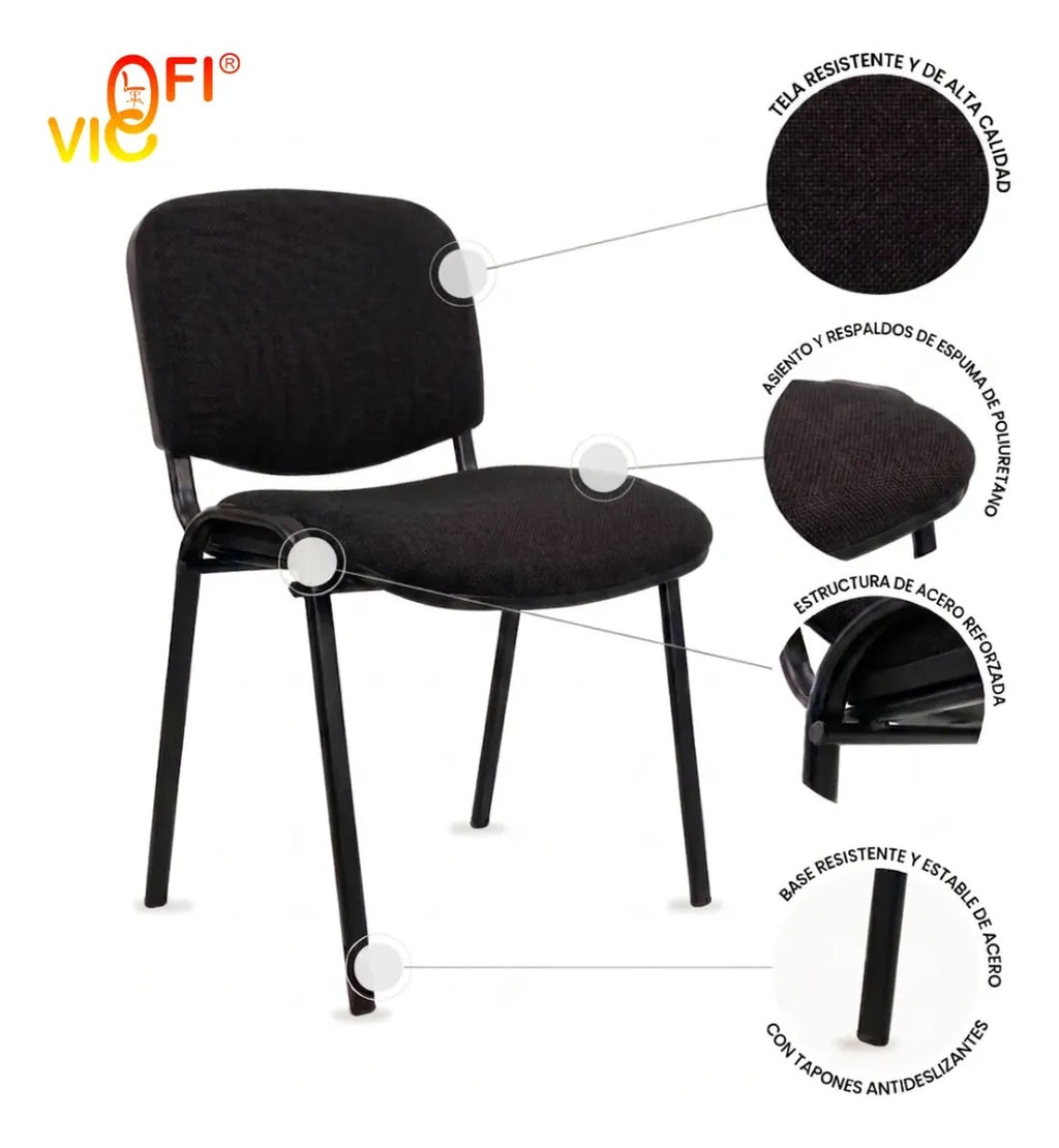 Set 2 Sillas De Visita Acojinadas Tapizadas Resistentes