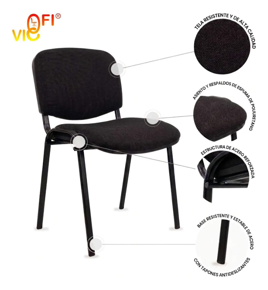 Set 2 Sillas De Visita Acojinadas Tapizadas Resistentes