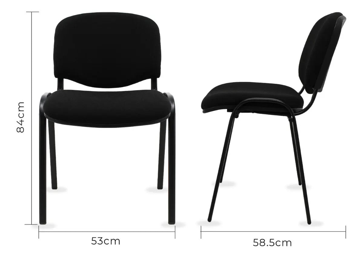 Set 4 Sillas De Visita Multiusos Tapizadas Acojinadas Color Negro