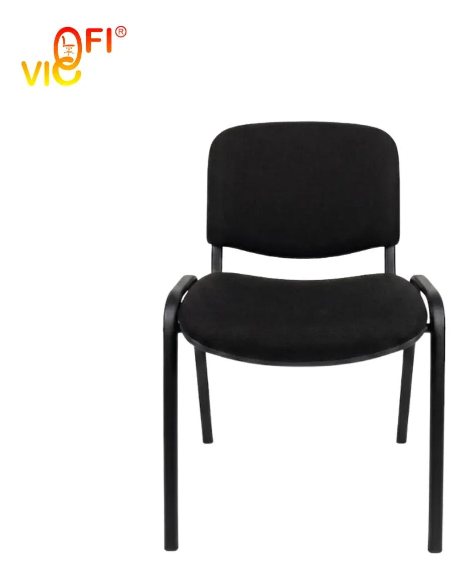 Set 8 Sillas De Visita Para Oficina ISO Resistentes Negro Tela
