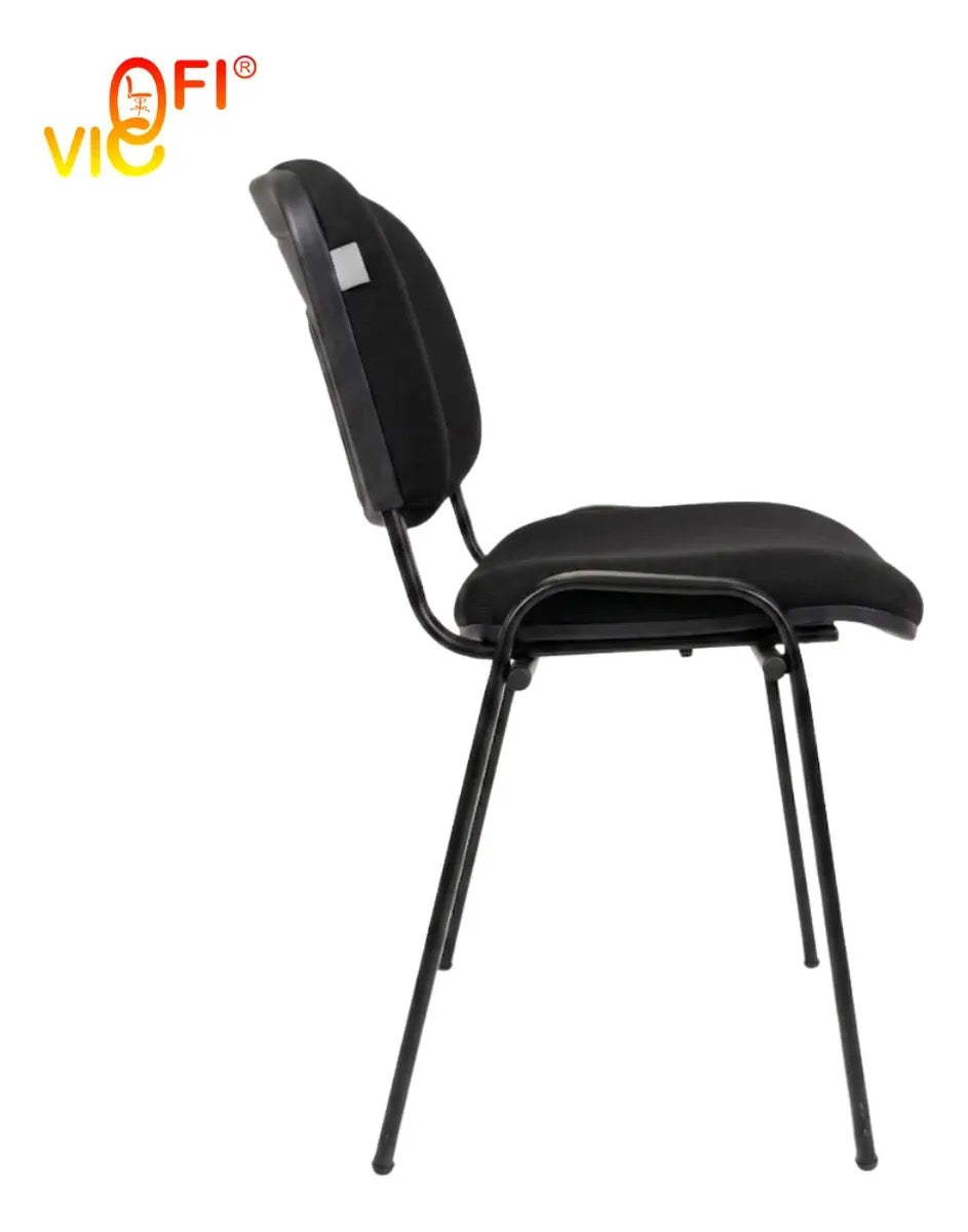 Set 8 Sillas De Visita Para Oficina ISO Resistentes Negro Tela
