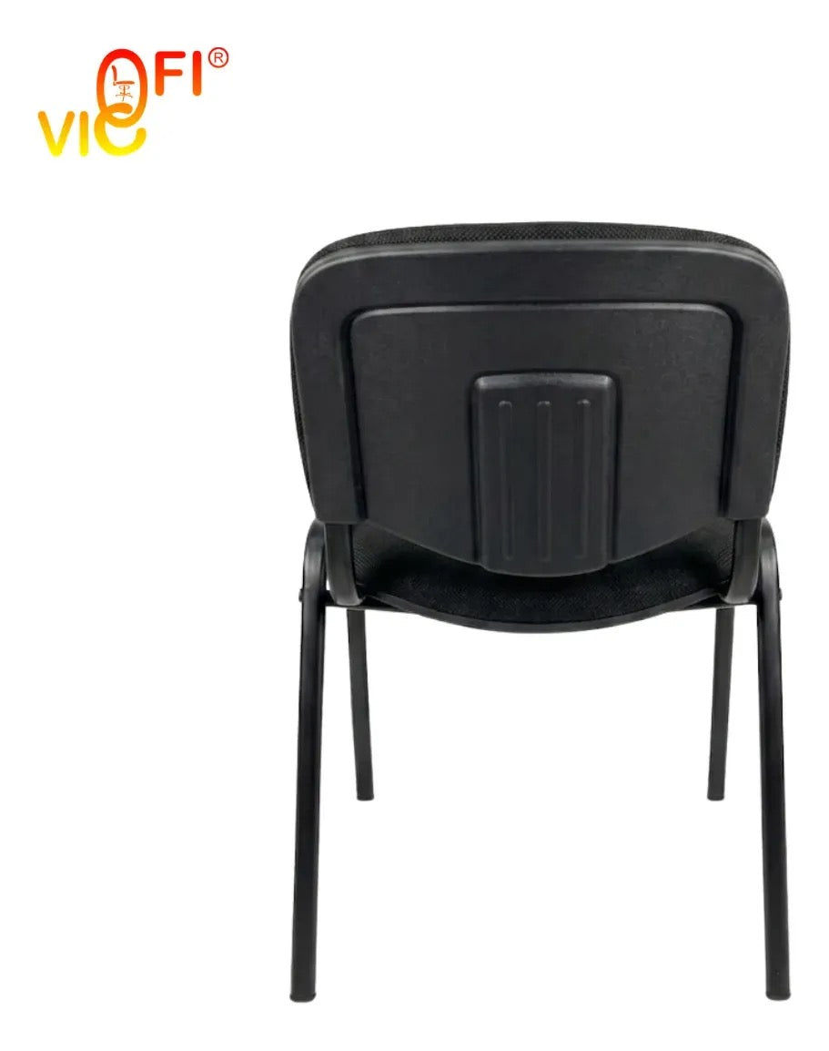 Set 8 Sillas De Visita Para Oficina ISO Resistentes Negro Tela
