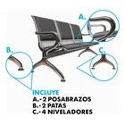 Banca Metálica 3 Plazas Acojinada Oficina Sala De Espera