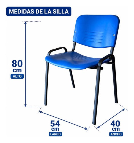 Set De 4 Sillas De Oficina Para Visita Plásticas Color Azul