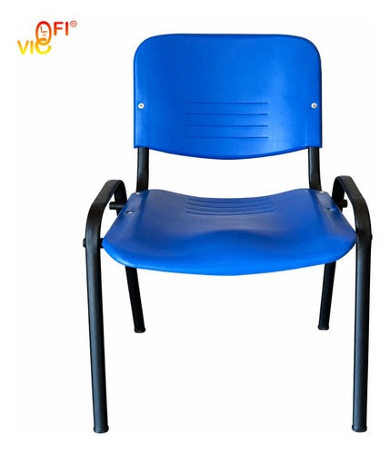 Set De 4 Sillas De Oficina Para Visita Plásticas Color Azul