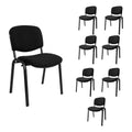 Set 8 Sillas De Visita Para Oficina ISO Resistentes Negro Tela