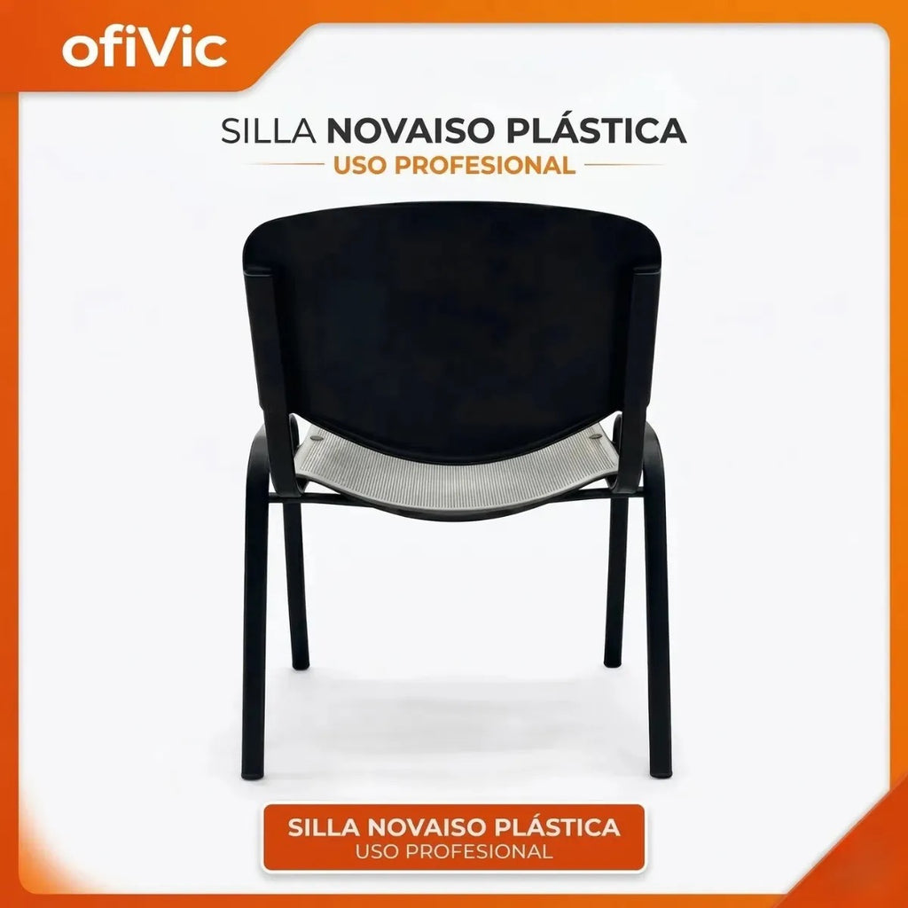 2 Sillas De Oficina Novaiso Plástica Ergonómica Negro Plástico