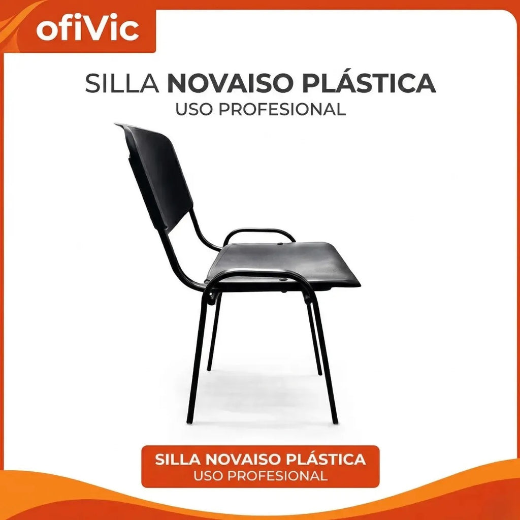 2 Sillas De Oficina Novaiso Plástica Ergonómica Negro Plástico