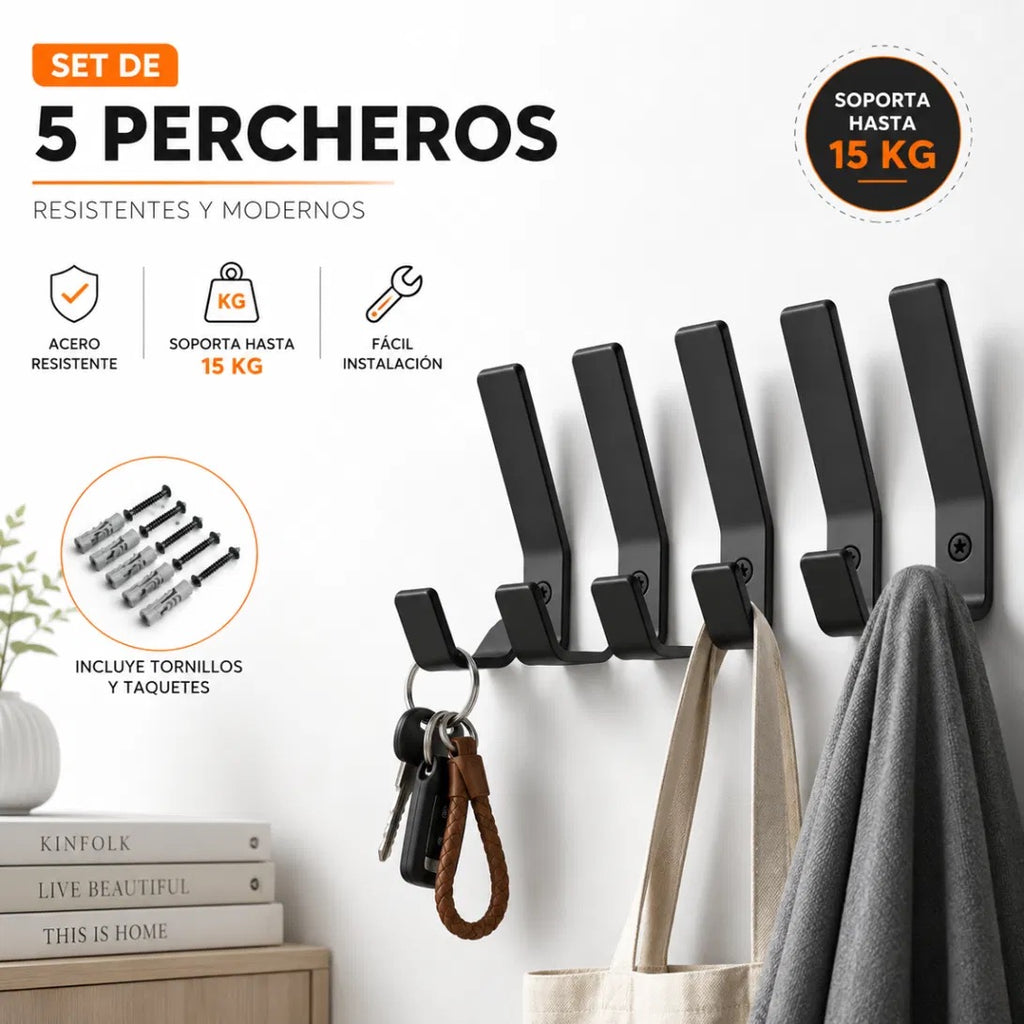 Perchero de pared instalado con chaqueta, audifonos y bolsa