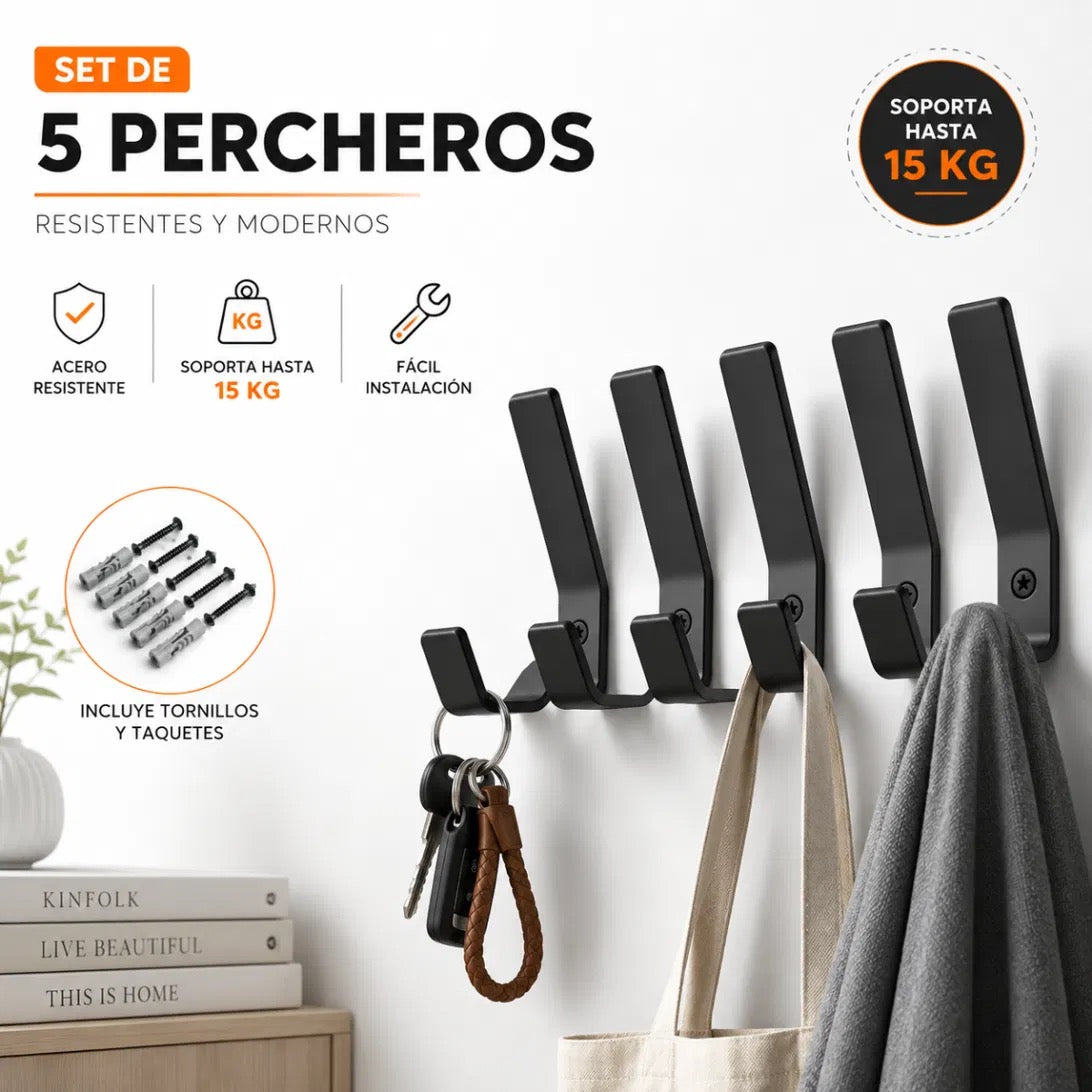 Perchero de pared instalado con chaqueta, audifonos y bolsa